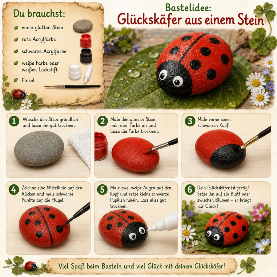 Glückskäfer aus einem Stein